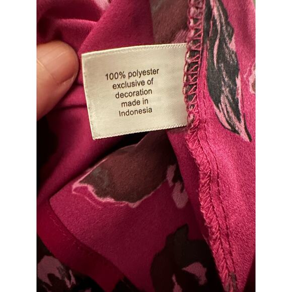 Lane Bryant Floral Top with Lace Sleeves, Berry Pink, Plus Size 18/20 - Picture 7 of 7